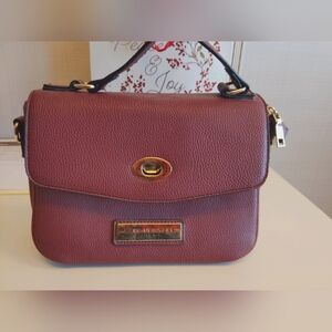 Marc New York Burgundy Leather Top-Handle Crossbody Bag
